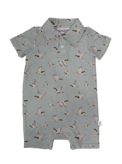 GOOSIES SHORT SLEEVE Polo Romper - Mallards