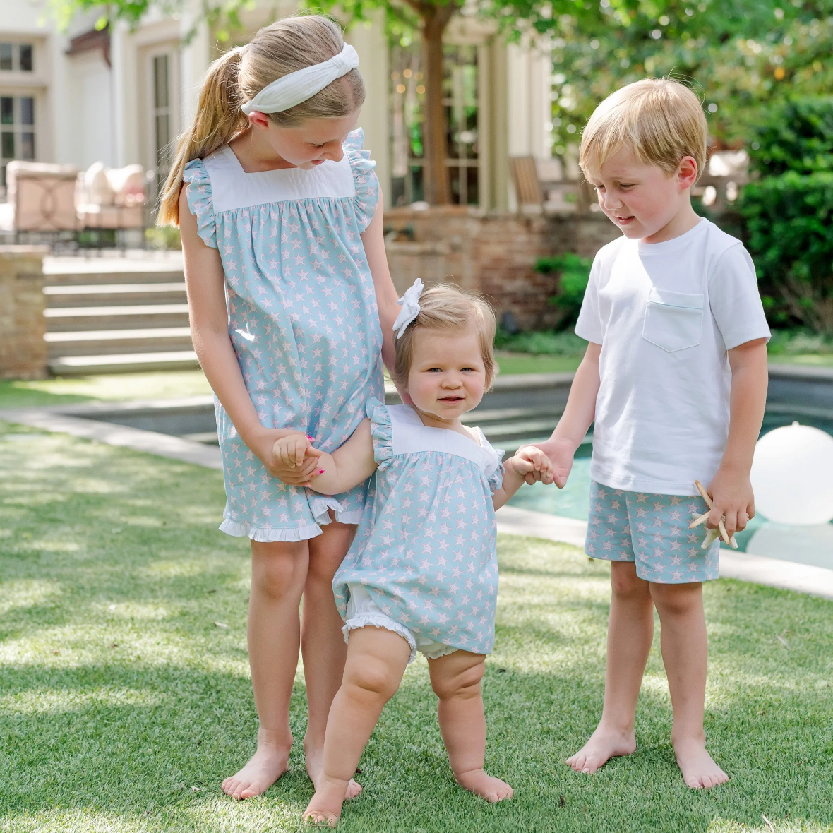 CAROLINE GIRLS' DRESS - SEASIDE STARFISH - Persnickety Shop