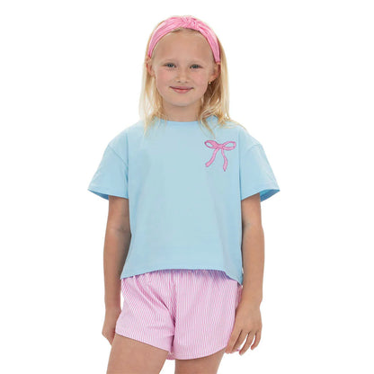 Azarhia Pink Glitter Bow Boxy Tee