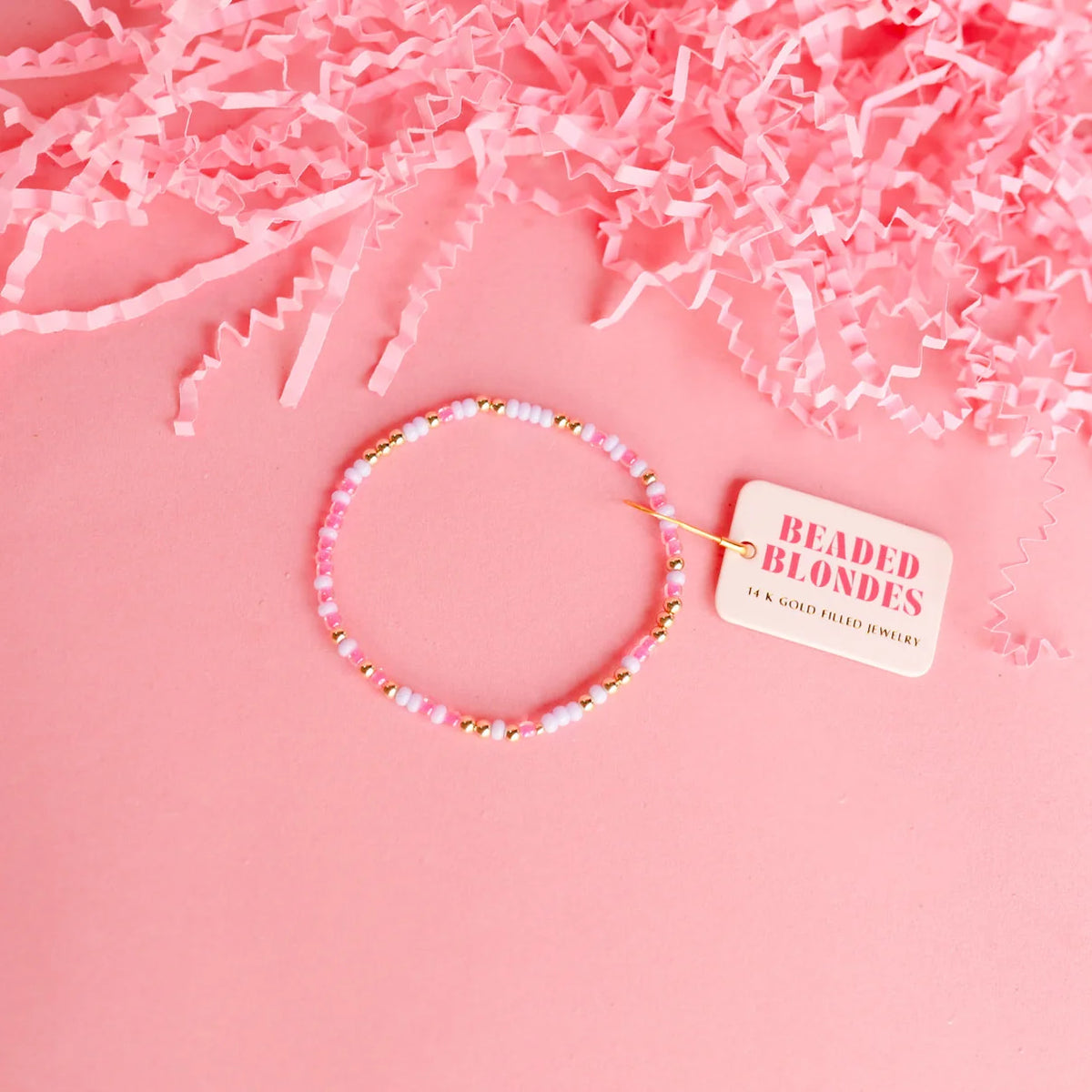 Beaded Blondes Hot Pink and Lilac Sprinkle Bracelet 6.75 inch