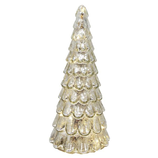 9.5 inch Silver Foliage Mercury Glass LED Tree - Persnickety Shop