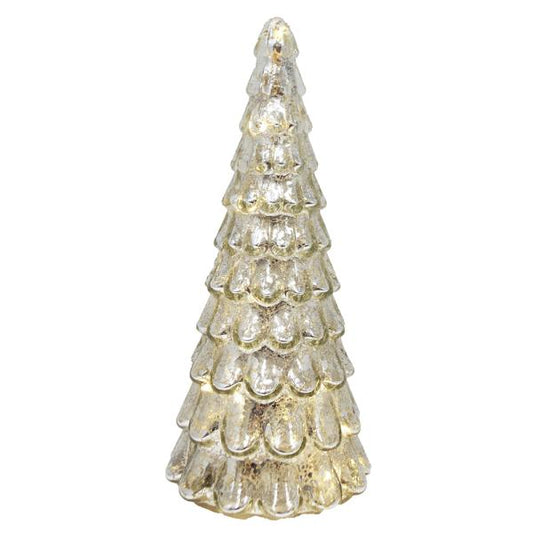 9.5 inch Silver Foliage Mercury Glass LED Tree - Persnickety Shop