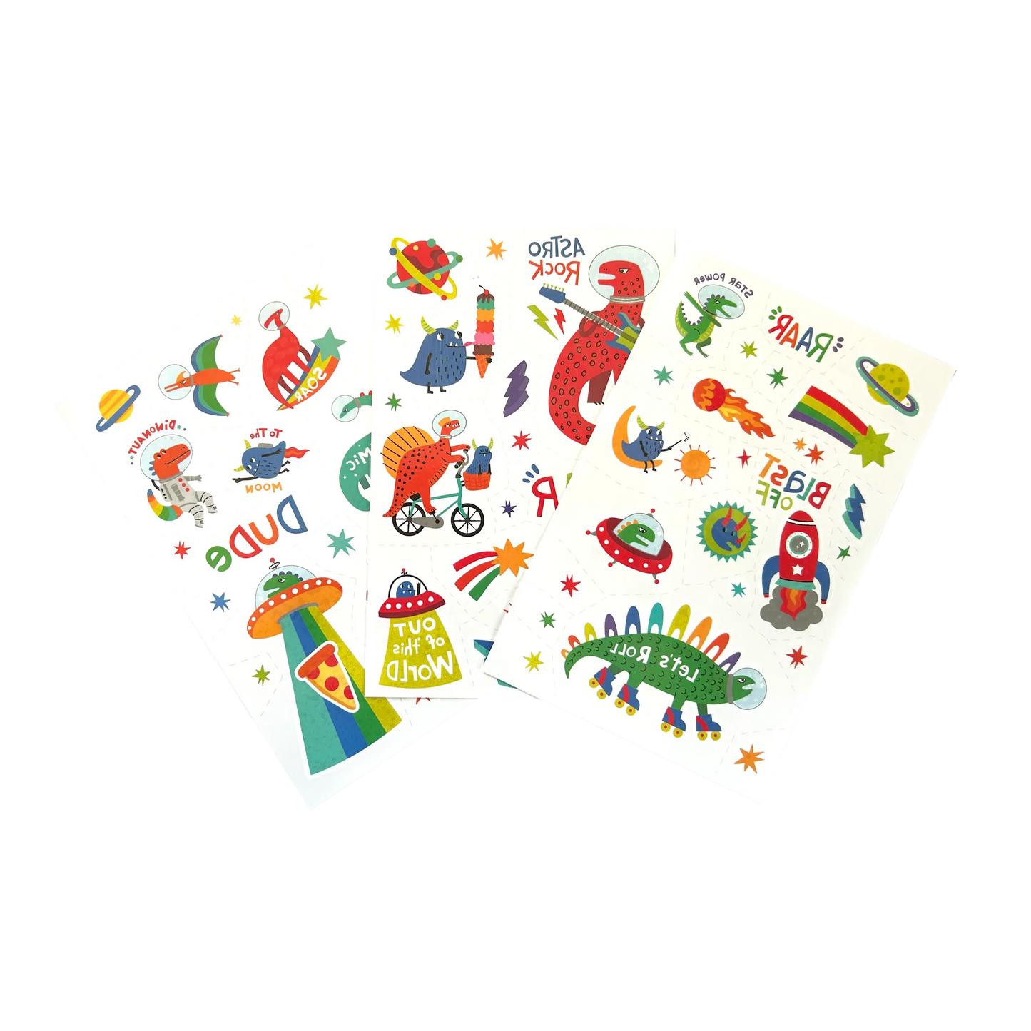 Ooly Tattoo-Palooza Glow in the Dark Temporary Tattoos - Zero Gravity Dinos - 3 Sheets - Persnickety Shop
