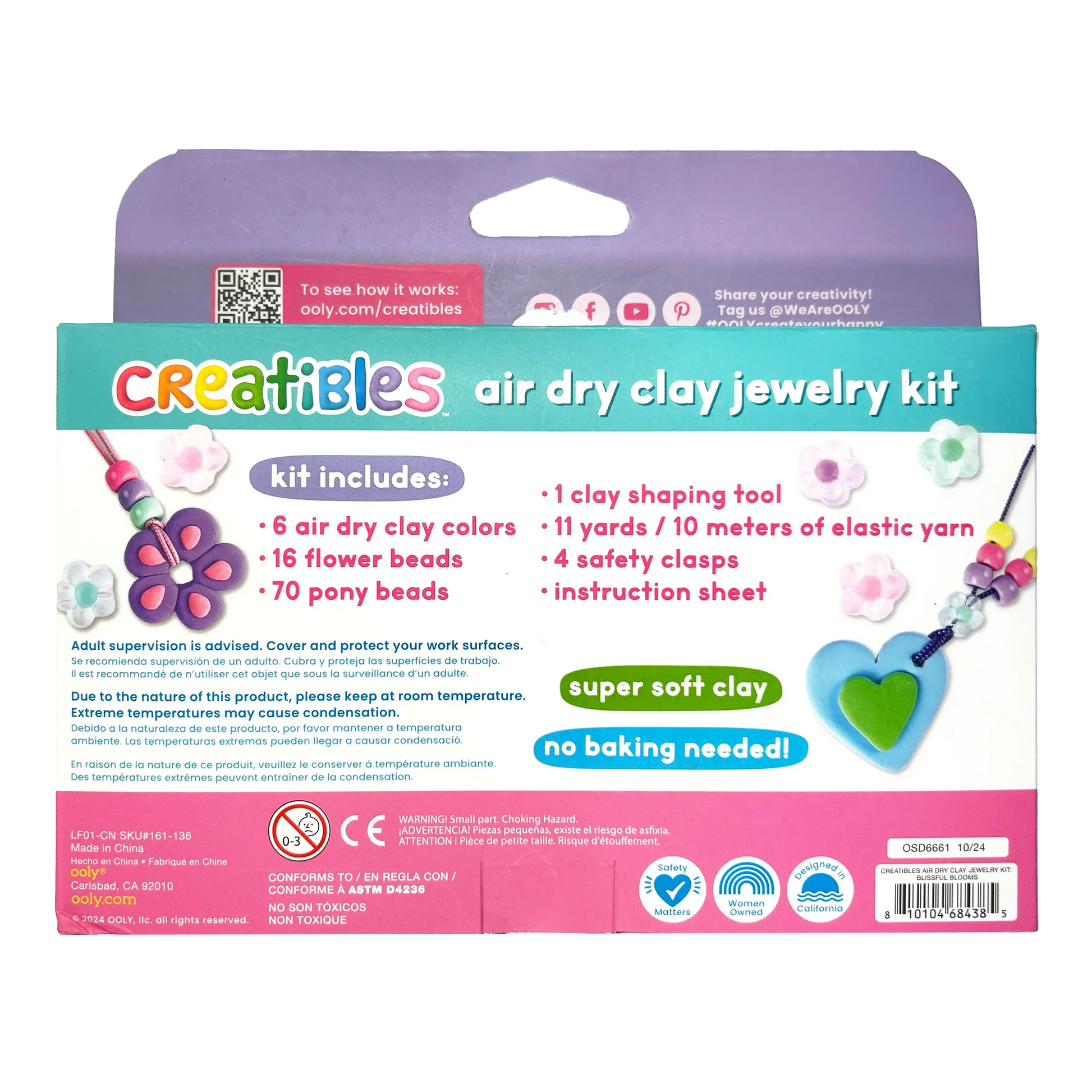 Ooly Creatibles Air Dry Clay Jewelry Kit - Blissful Blooms - Persnickety Shop