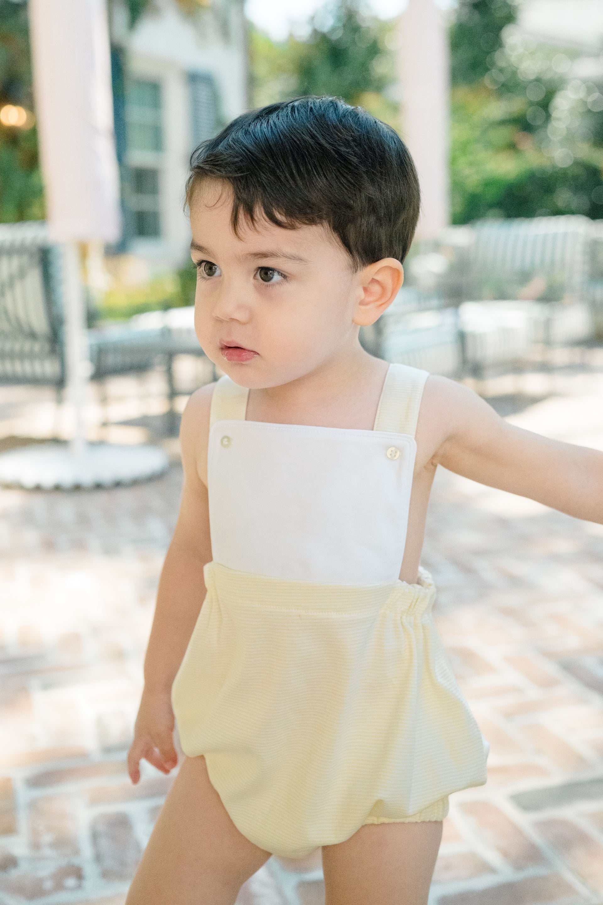 The Proper Peony | Yellow Stripe Boy Bubble - Persnickety Shop