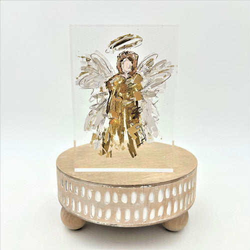 Acrylic Block Gold Foil Angel 4x6.7" - Persnickety Shop