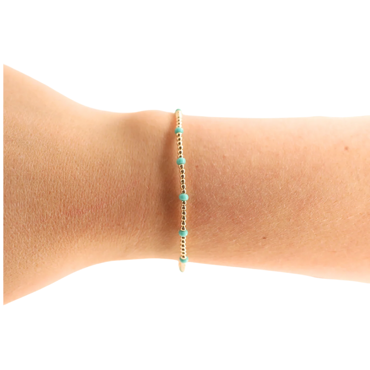 Beaded Blondes Turquoise Dainty Poppi Bracelet 6.75 inch