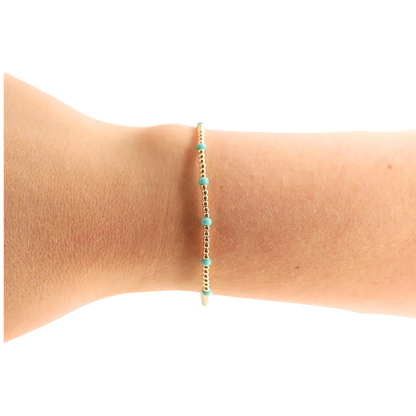 Beaded Blondes Turquoise Dainty Poppi Bracelet 6.75 inch