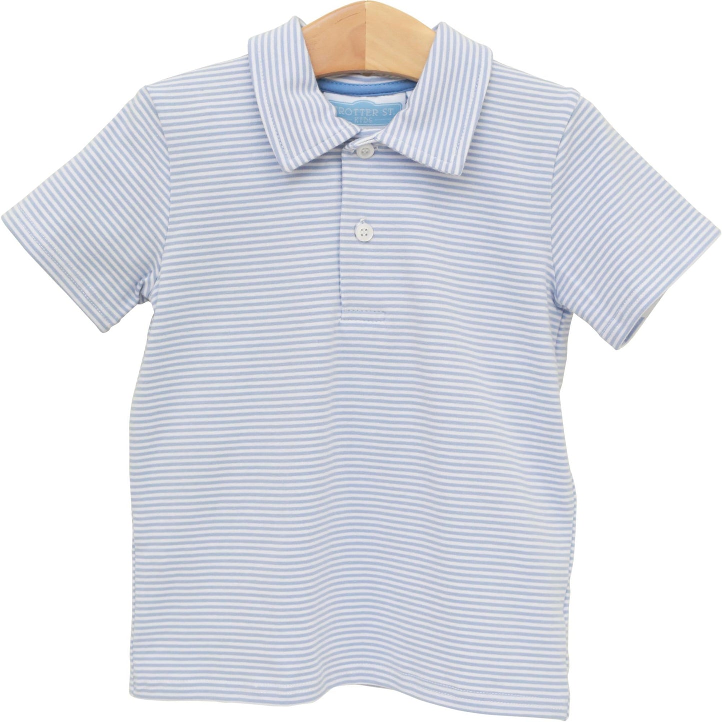 Trotter Street Kids Henry Polo - Dusty Blue Strip - Persnickety Shop