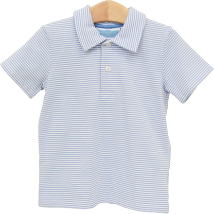 Trotter Street Kids Henry Polo - Dusty Blue Strip - Persnickety Shop
