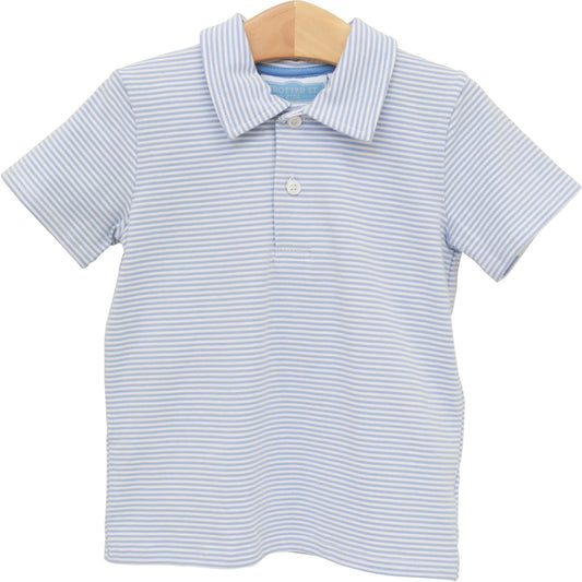 Trotter Street Kids Henry Polo - Dusty Blue Strip - Persnickety Shop