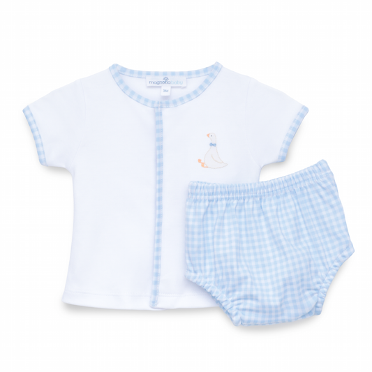 Magnolia Baby Silly Goose Diaper Cover Set - Light Blue - Persnickety Shop