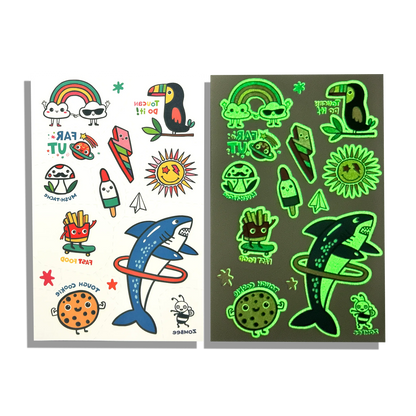 Ooly Tattoo-Palooza Glow in the Dark Temporary Tattoos - Bright & Funny - 3 Sheets - Persnickety Shop