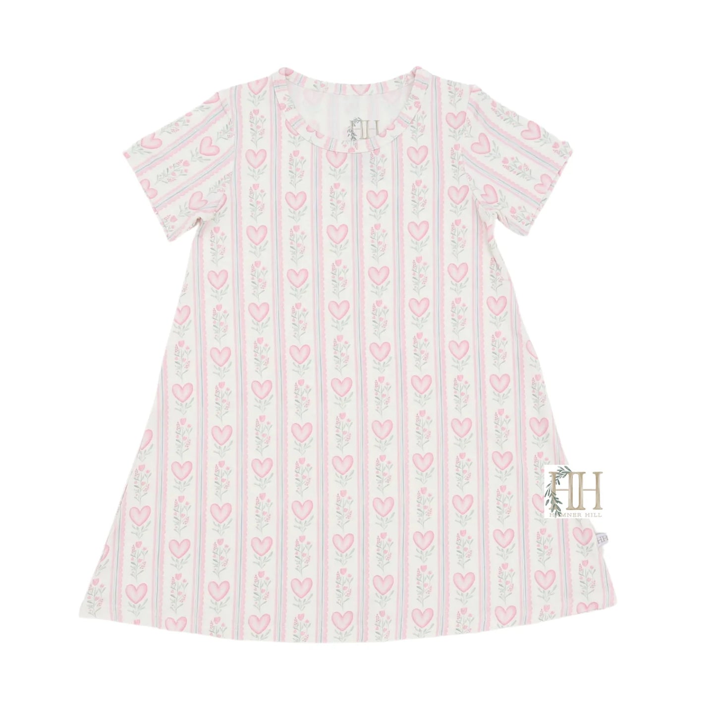 Hamner Hill Girls Floral Hearts Bamboo Dress - Persnickety Shop