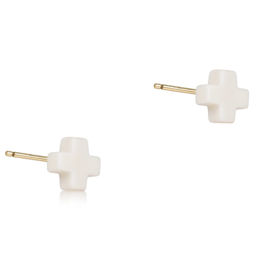 Enewton signature cross small studs - off-white