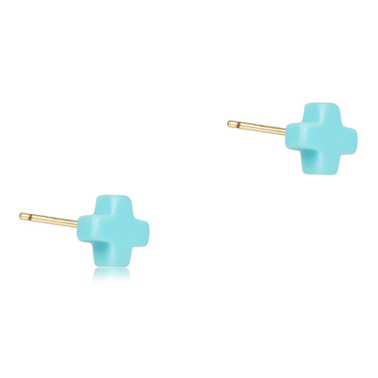 Enewton signature cross small studs - turquoise