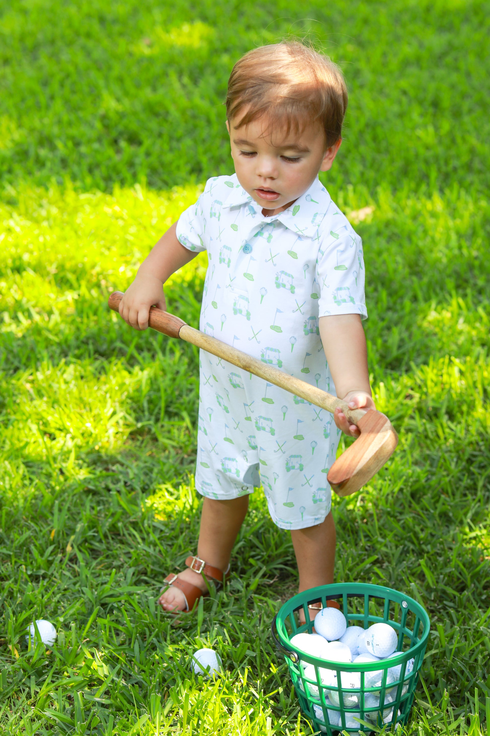 Trotter Street Kids Caddy Club Polo Romper - Persnickety Shop