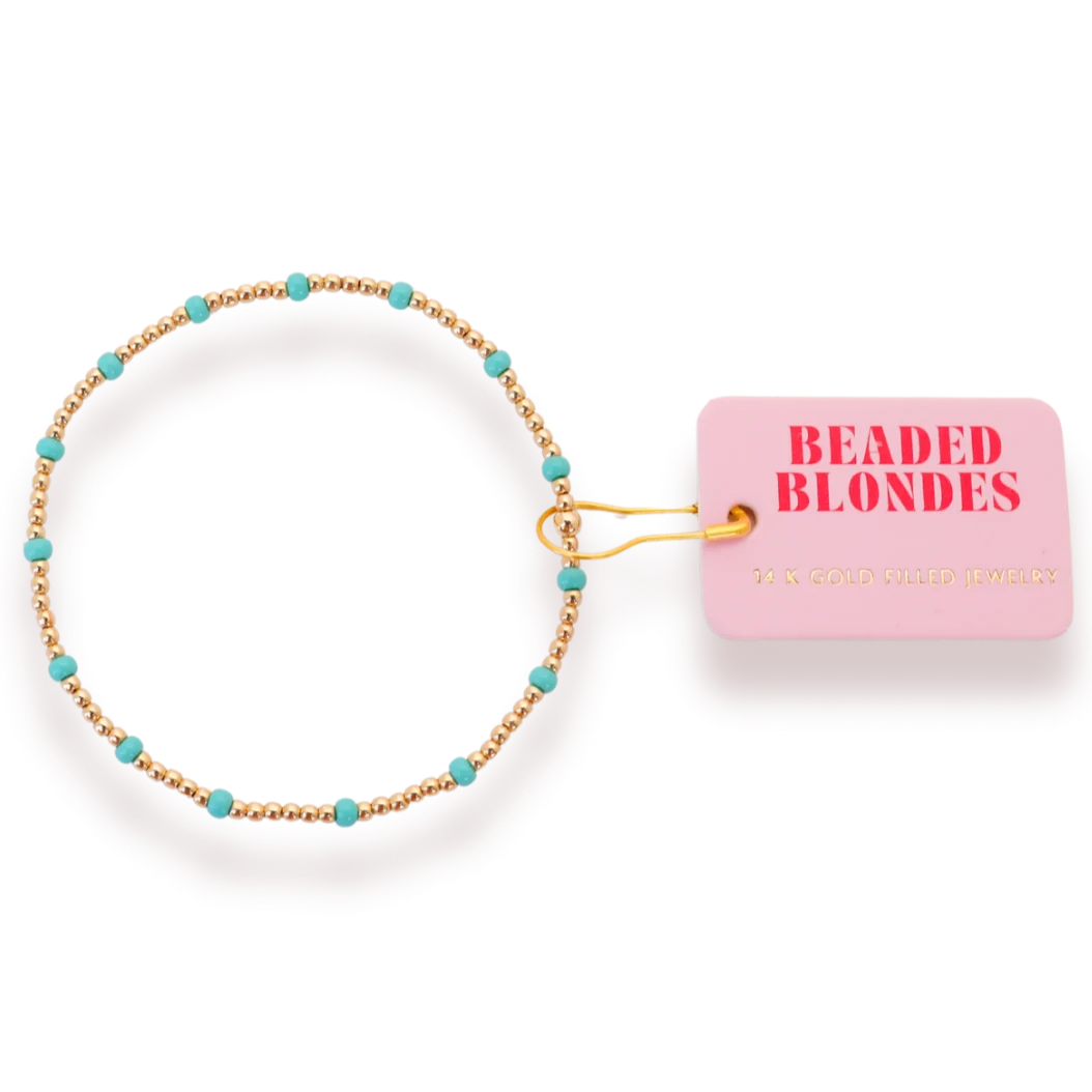 Beaded Blondes Turquoise Dainty Poppi Bracelet 6.75 inch