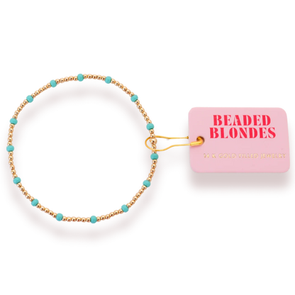 Beaded Blondes Turquoise Dainty Poppi Bracelet 6.75 inch