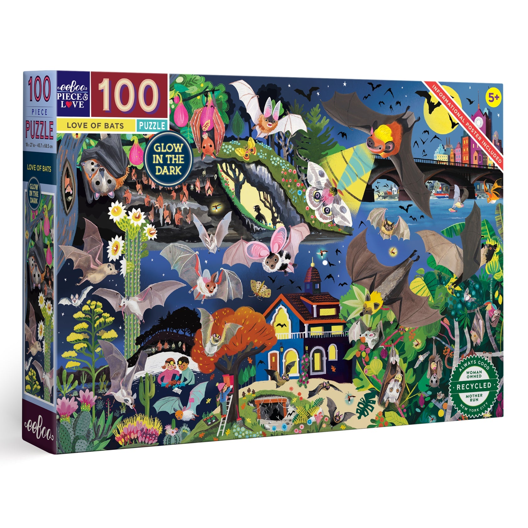 Eeboo Love of Bats 100 Piece Puzzle - Persnickety Shop