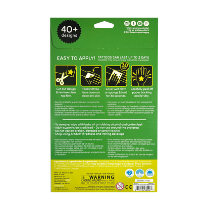 Ooly Tattoo-Palooza Glow in the Dark Temporary Tattoos - Zero Gravity Dinos - 3 Sheets - Persnickety Shop