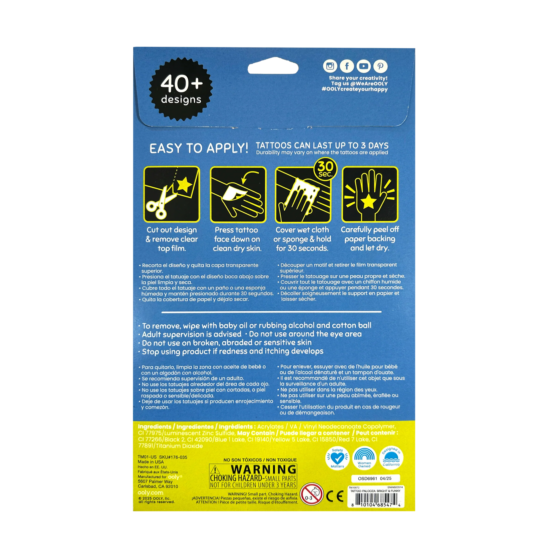 Ooly Tattoo-Palooza Glow in the Dark Temporary Tattoos - Bright & Funny - 3 Sheets - Persnickety Shop