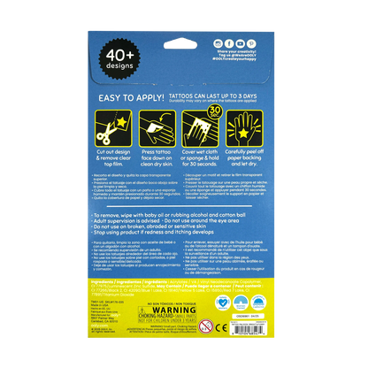 Ooly Tattoo-Palooza Glow in the Dark Temporary Tattoos - Bright & Funny - 3 Sheets - Persnickety Shop