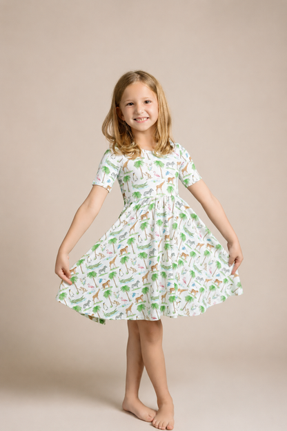 Go Wild Organic Cotton Dress for Kids (Pre-Order Arriving Fall 2026) Nola Tawk