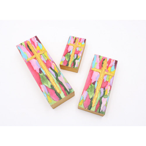Set/3 HP Wood Cross Blocks, Brights, 2 - Persnickety Shop