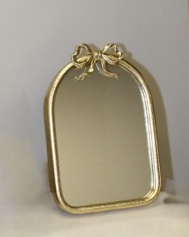 6x4x9" Gold Bow Metal Table Mirror - Persnickety Shop