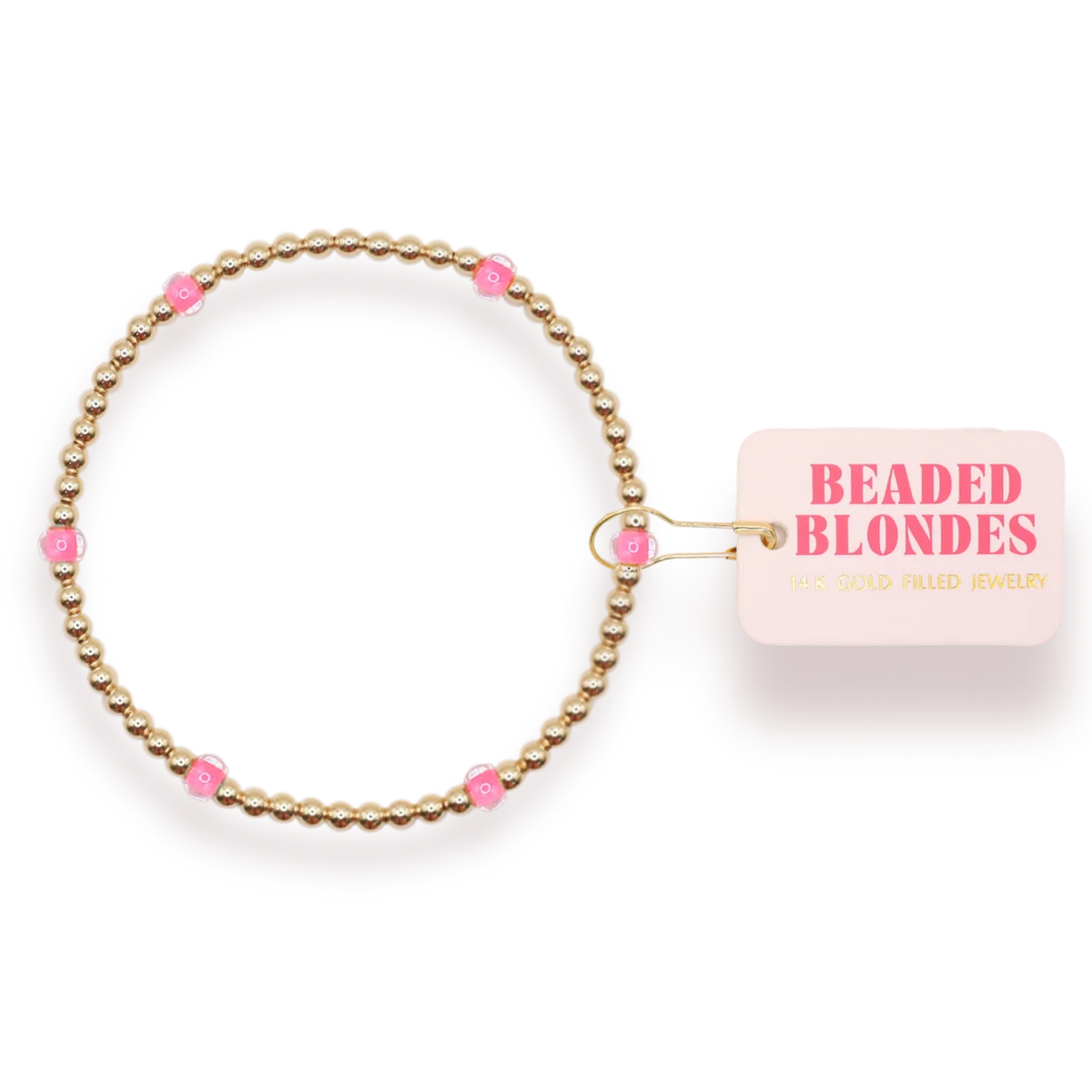 Beaded Blondes Hot Pink Poppi Bracelet 6.75 inch