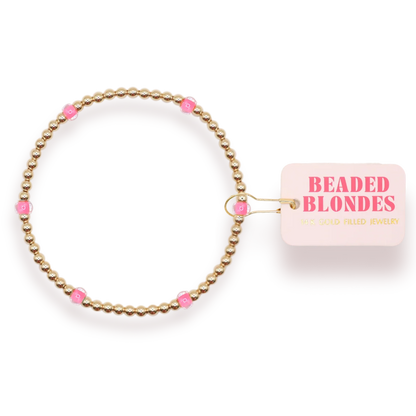 Beaded Blondes Hot Pink Poppi Bracelet 6.75 inch