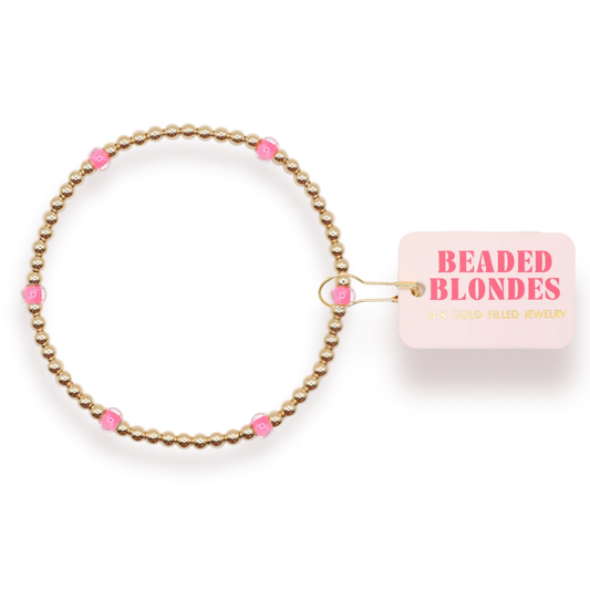 Beaded Blondes Hot Pink Poppi Bracelet 6.75 inch