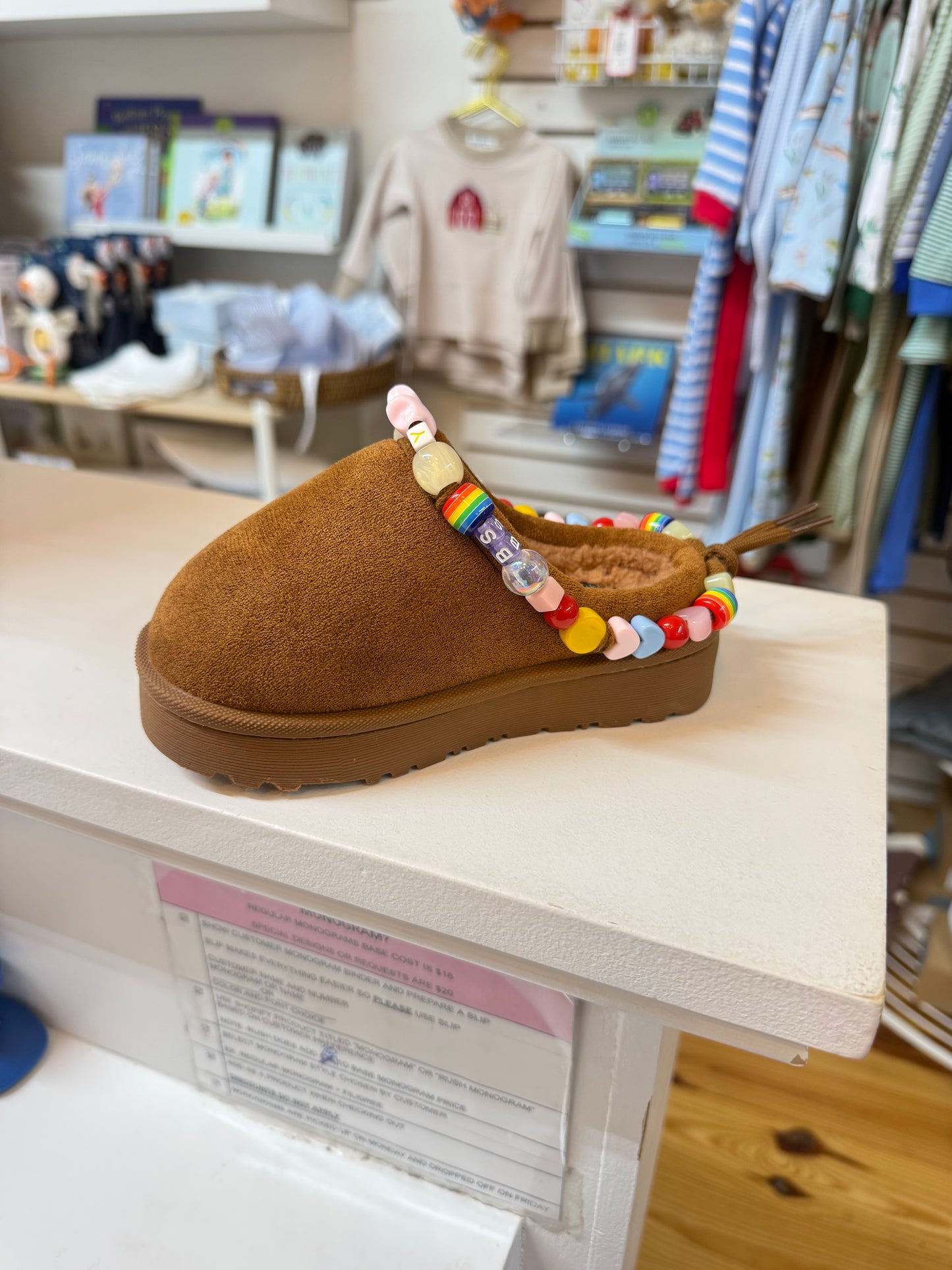 Girls Beaded Chestnut Cozy Clogs Toddler & Kids