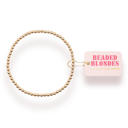 Beaded Blondes 3MM Gold Beaded Bracelet 6.75 inch