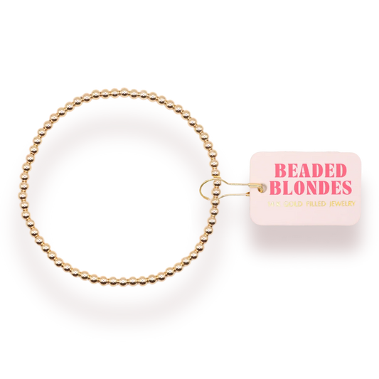 Beaded Blondes 3MM Gold Beaded Bracelet 6.75 inch