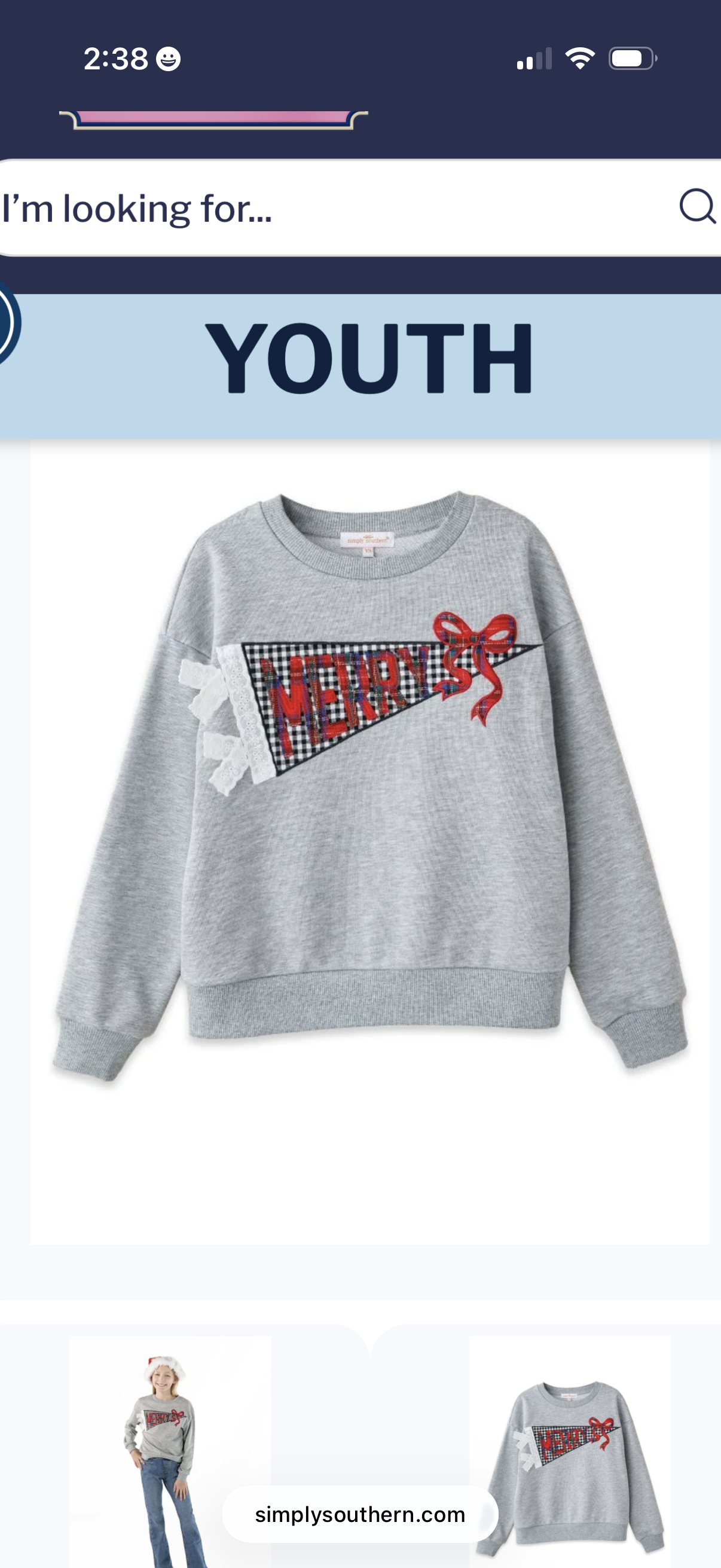 Simply Southern Girls Merry Plaid Pennant Sweatshirt
