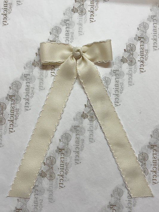 Mini Grosgrain Moonstitch Hair Bowtie with Knot Wrap and Streamer Tails