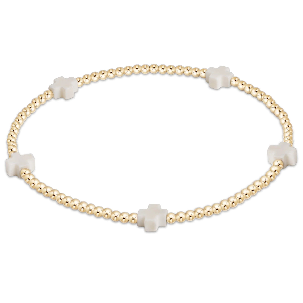 Enewton signature cross small 2mm gold bracelet- off-white