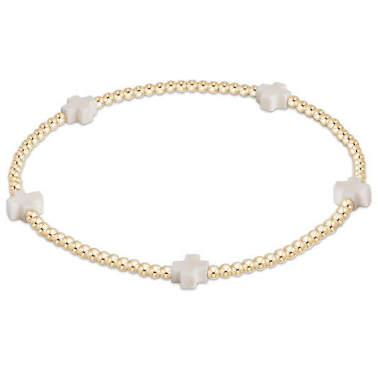 Enewton signature cross small 2mm gold bracelet- off-white