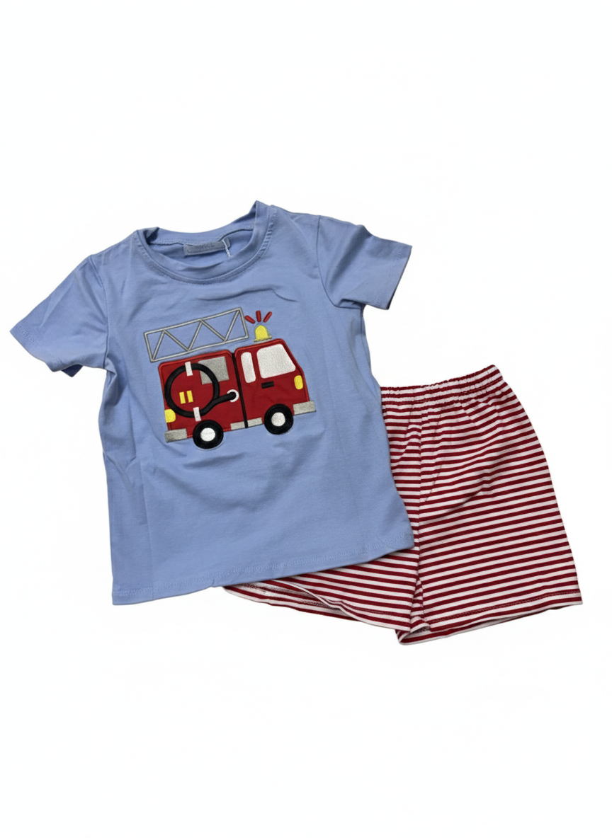 City Beautiful Fire Truck Boy Short Set - Persnickety Shop