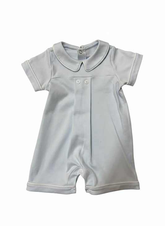 Luli & Me Home Boy Romper Blue with White Piping - Persnickety Shop
