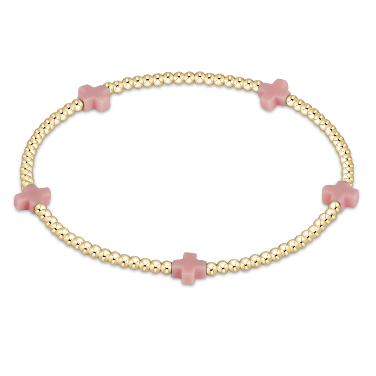 Enewton egirl signature cross small 2mm gold bracelet - pink