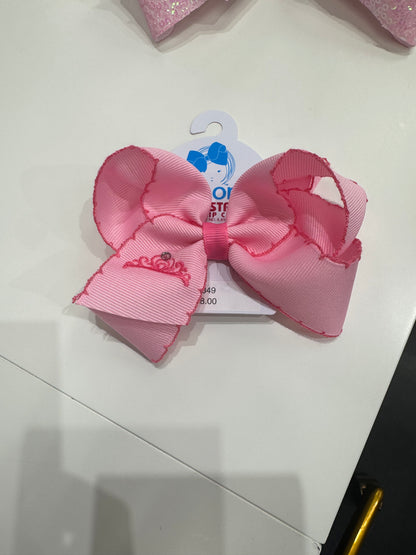 Wee Ones Medium Moonstitch Grosgrain Hair Bow with Crown Embroidery - Persnickety Shop