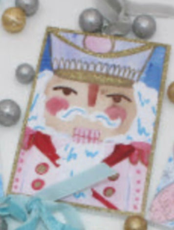 Hand Painted Glitter Nutcracker wooden ornamant 3x5" - Persnickety Shop