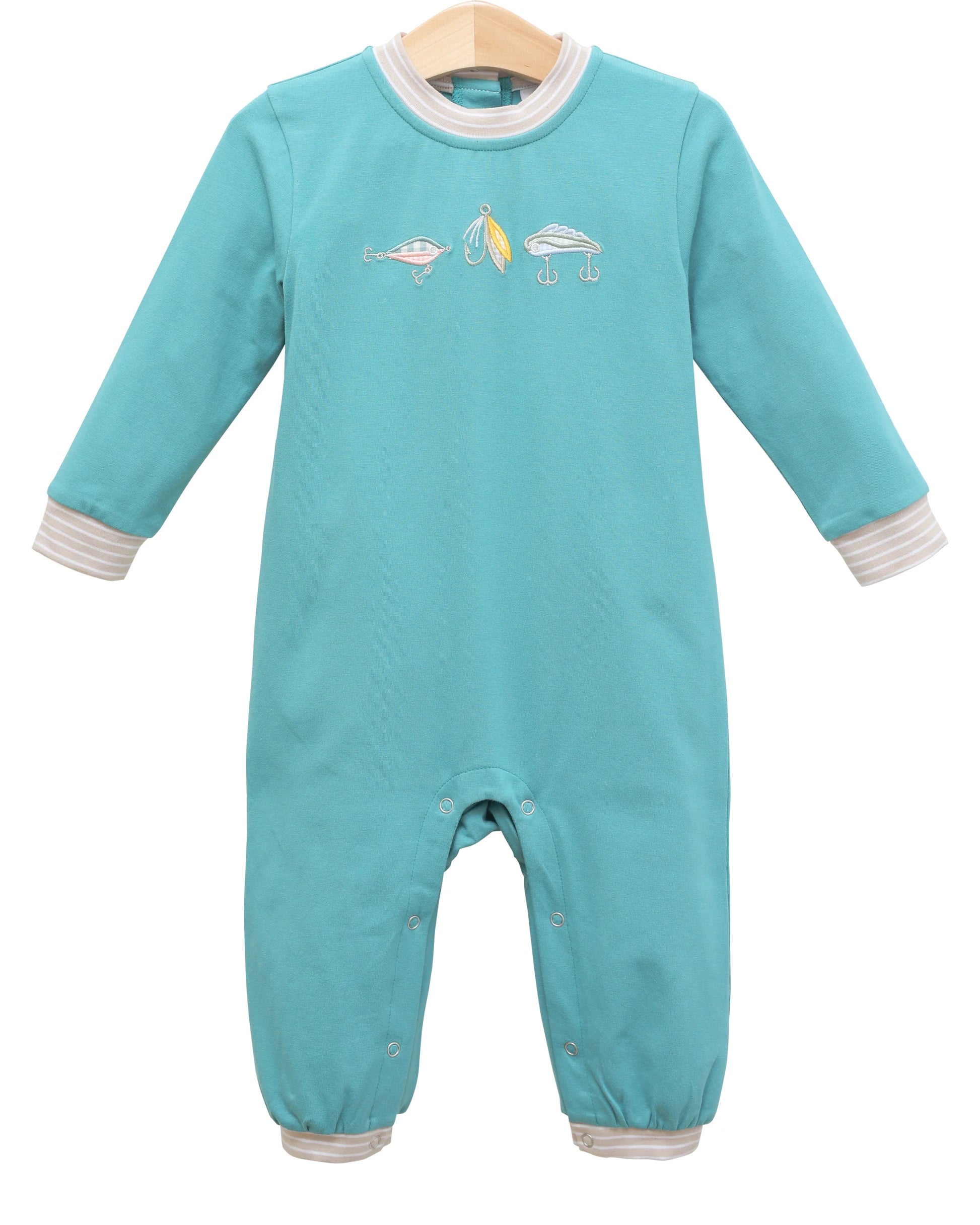 PRE-ORDER | Fall Fishing Romper Jellybean by Smock Candy - Persnickety Shop