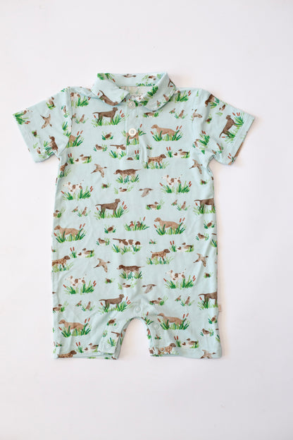GOOSIES SHORT SLEEVE Polo Romper - DELTA DOGS