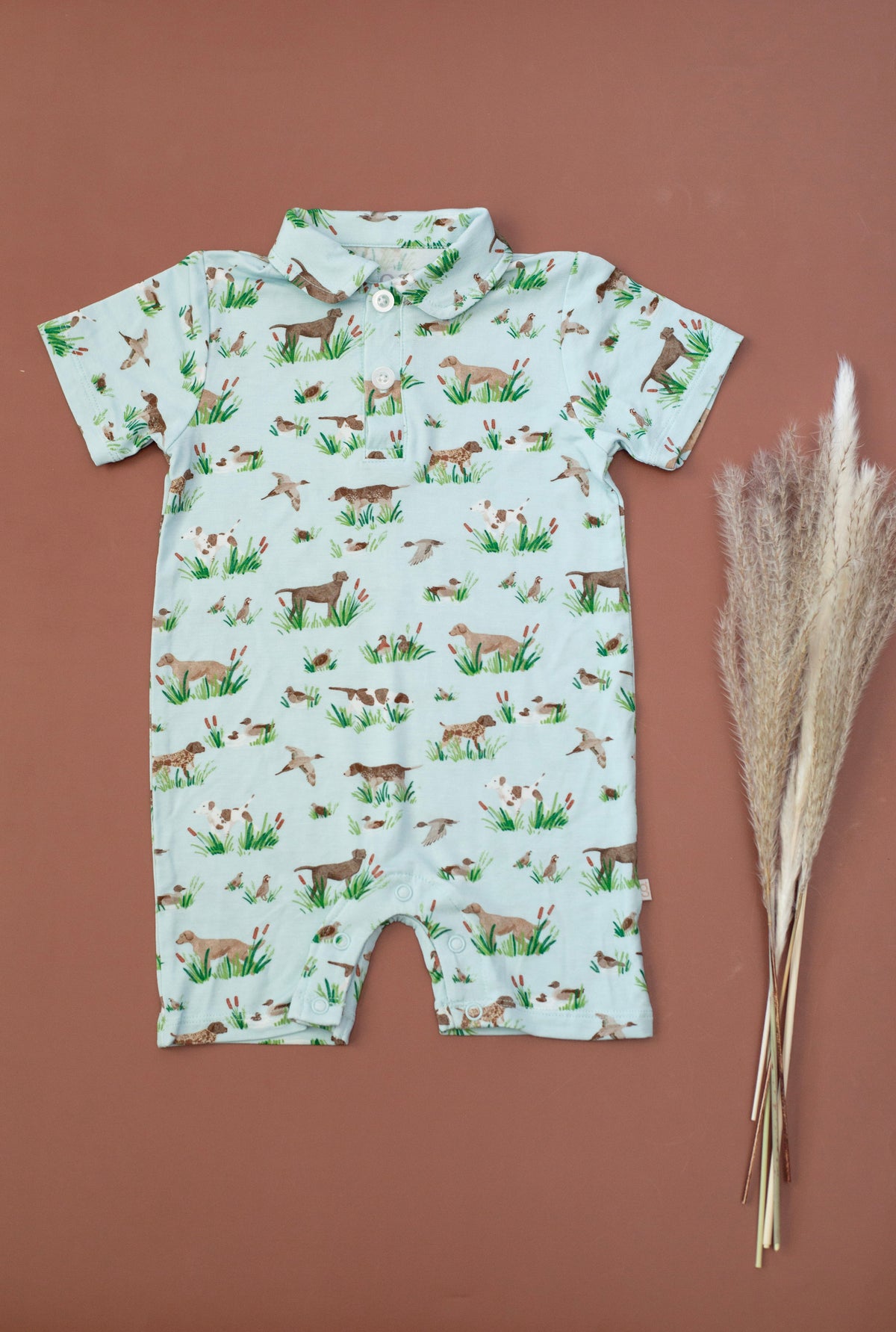 GOOSIES SHORT SLEEVE Polo Romper - DELTA DOGS