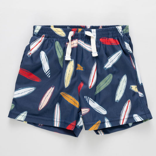 Pink Chicken Baby Boys Swim Trunk - Navy Surfboard - Persnickety Shop