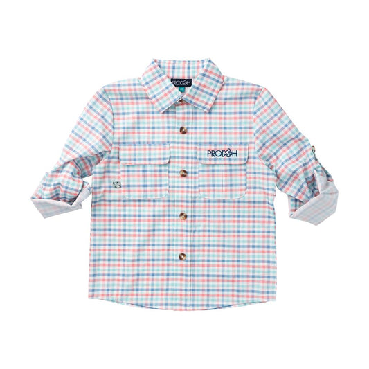 PRE ORDER PRODOH Long Sleeve Founders Kids Fishing Shirt Strawberry Ice Tide Point Plaid - Persnickety Shop